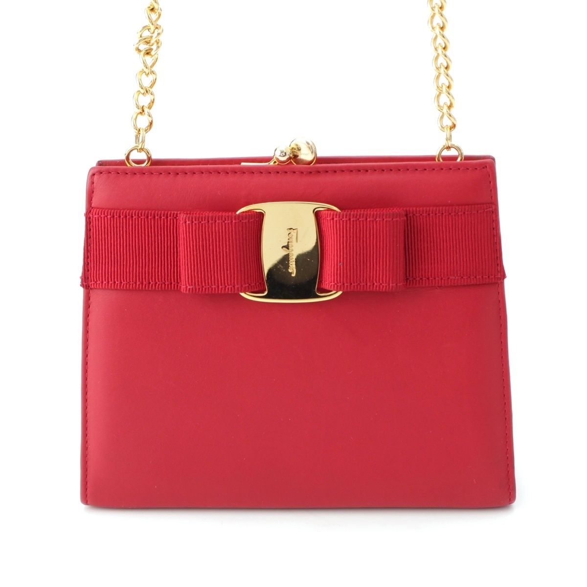 フェラガモ　ヴァラ　リボン　イエロー　がま口　ミニ　チェーン　ショルダーバッグ Salvatore Ferragamo - 【未使用】◇フェラガモ◇ ヴァラリボン