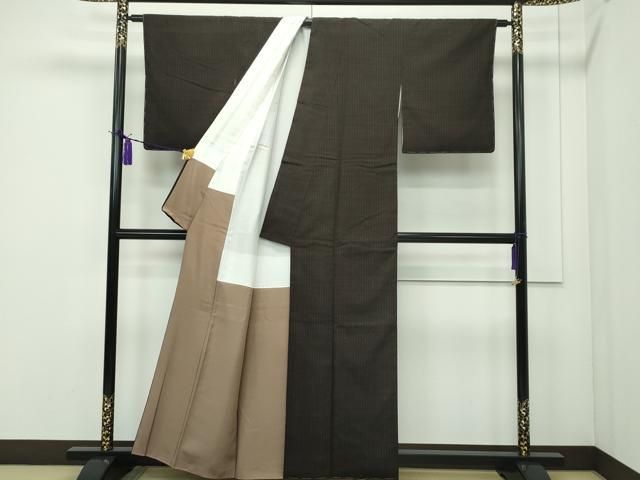 平和屋本店■極上　日本工芸会正会員　伝統工芸士　鈴木苧紡庵　重要無形文化財　紬　間道　証紙付き　逸品　CZAA1818s5 平和屋本店□極上 日本工芸会正会員 伝統工芸士 鈴木苧紡庵 重要無形