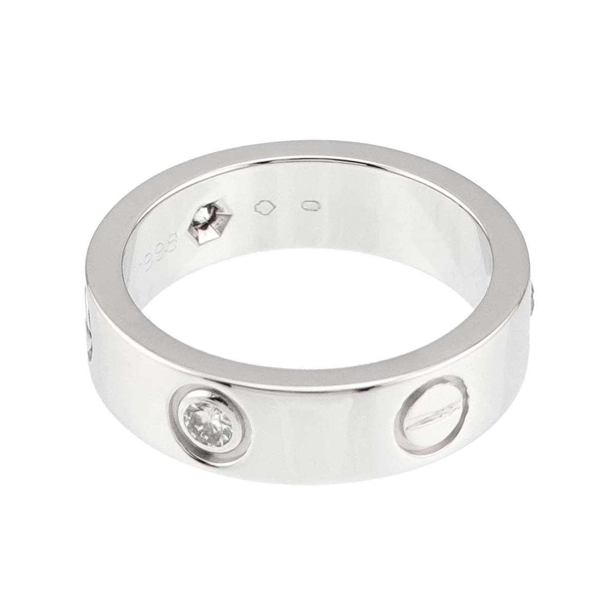 カルティエ Cartier ラブ #53 リング ハーフ ダイヤ 3P K18 WG