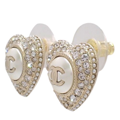 シャネル　CHANEL　ハート型パールとメタルのピアス CHANEL(シャネル) ココマーク ハート ピアス ピアス