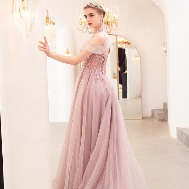 couture an ピンク オフショルダー ロングドレス