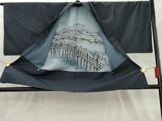k*u様 夏着物 夏大島紬 本場大島紬 亀甲絣 正絹 AK-7408 平和屋着物□男性 本場大島紬 アンサンブル 亀甲絣 正絹 逸品 未