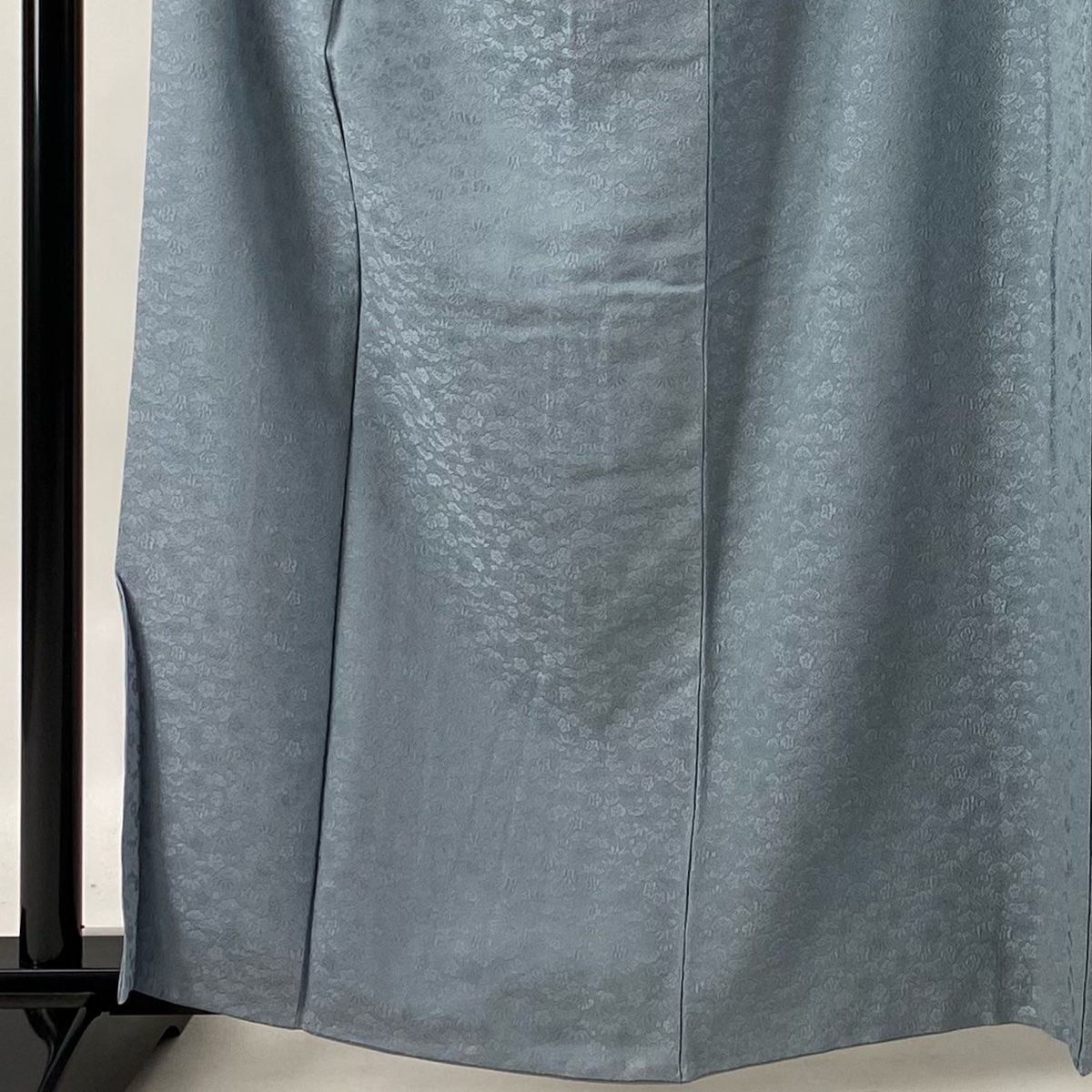 色無地 身丈163cm 裄丈63.5cm S 袷 地紋 青灰色 正絹 秀品 一つ紋  
