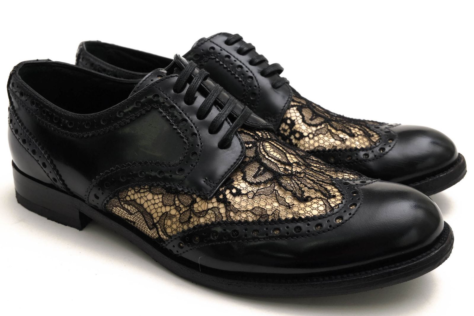 ドルガバ DOLCE&GABBANA シューズ ビジネスシューズ 靴 ビジネス レディース 女性 女性用 レザー 革 本革 ブラック 黒 オックスフォードシューズ ウイングチップ