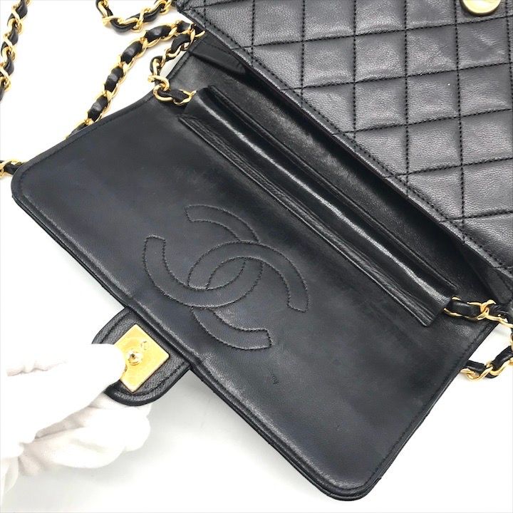 美品 CHANEL シャネル ココマーク マトラッセ ラムスキン プッシュ  