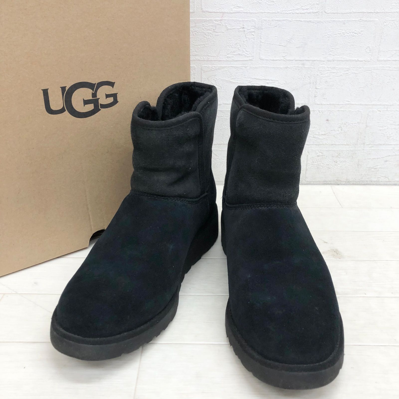 ま1〓 ① UGG アグ スエードブーツ レディース サイズ25 ブラック 靴 
