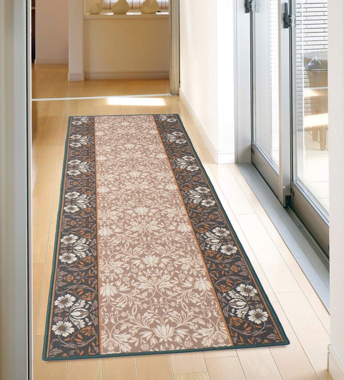 Size:約80X340cm_Color:グリーン 萩原 廊下敷き グリーン 約80X340cm 手洗いOK 滑りにくい加工 「エレガンス」 240616826