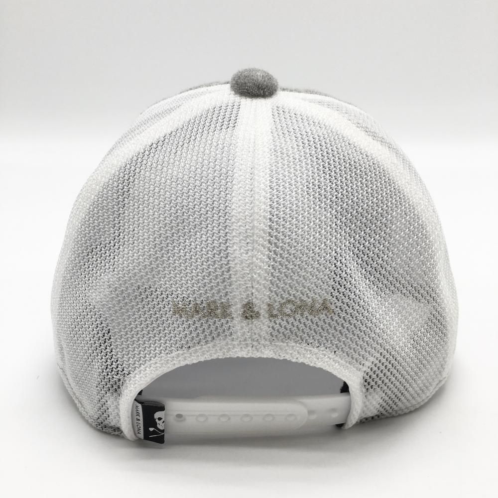 超 マークアンドロナ メッシュキャップ 杢グレー×ピンク×白 立体ロゴ 一部パイル地 M ゴルフウェア MARK＆LONA LLC-HASEGAWATOSO_COM