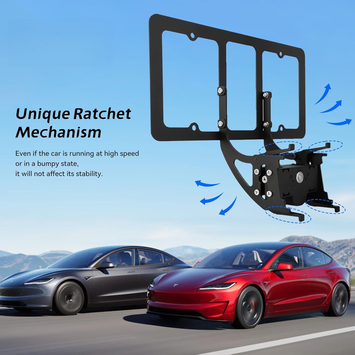 ロック なフロントナンバープレートフレーム for Tesla Model Y|3用 金属アンチテフトフロントナンバープレートホルダーモント 2021年から2025年までのTESLA Model Y - 2021年から2025年までのModel 3用 ドリ