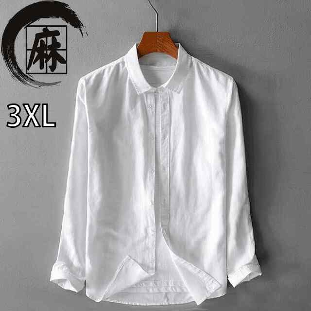 [3XL]メンズ ファッション 服 男性用 オシャレ シンプル 大人 かっこいい 大きいサイズ ストリート 紳士服 コットン リネン シャツ 韓国 スタイル スリムフィット 無地 カジュアル リネン 長袖