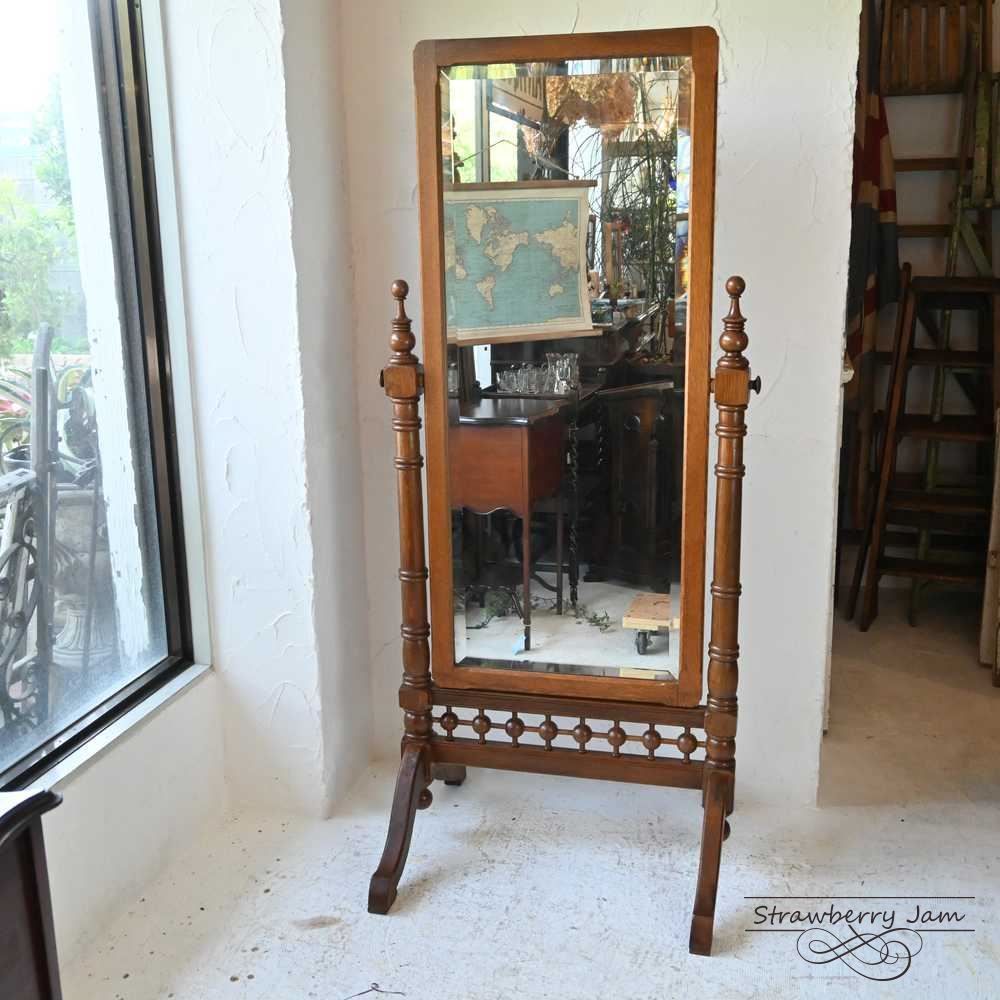 IFU-398 フランスアンティーク ミラー 姿見 全身鏡 スタンド