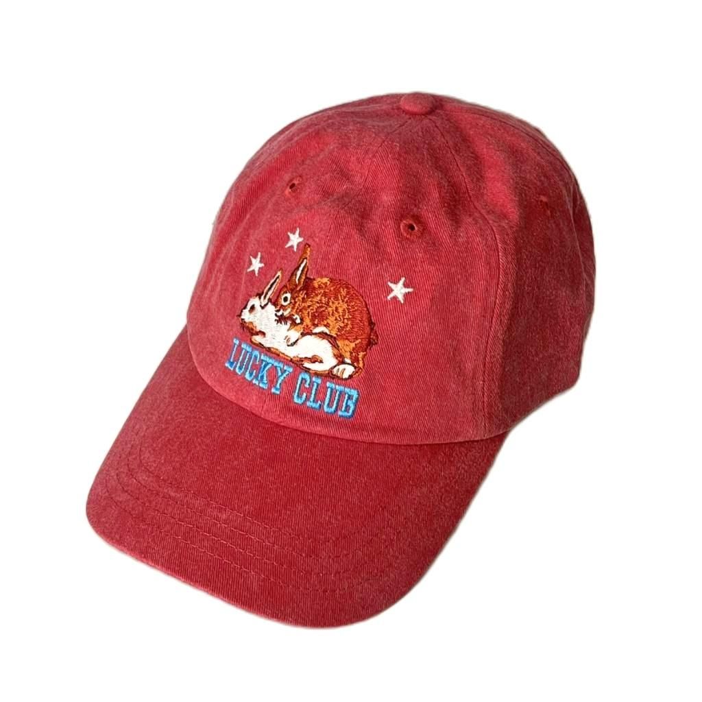 ♥品 カルネボレンテ Carne Bollente LUCKY CLUB キャップ 野球帽 アニマルモチーフ 刺繡 赤 レッド