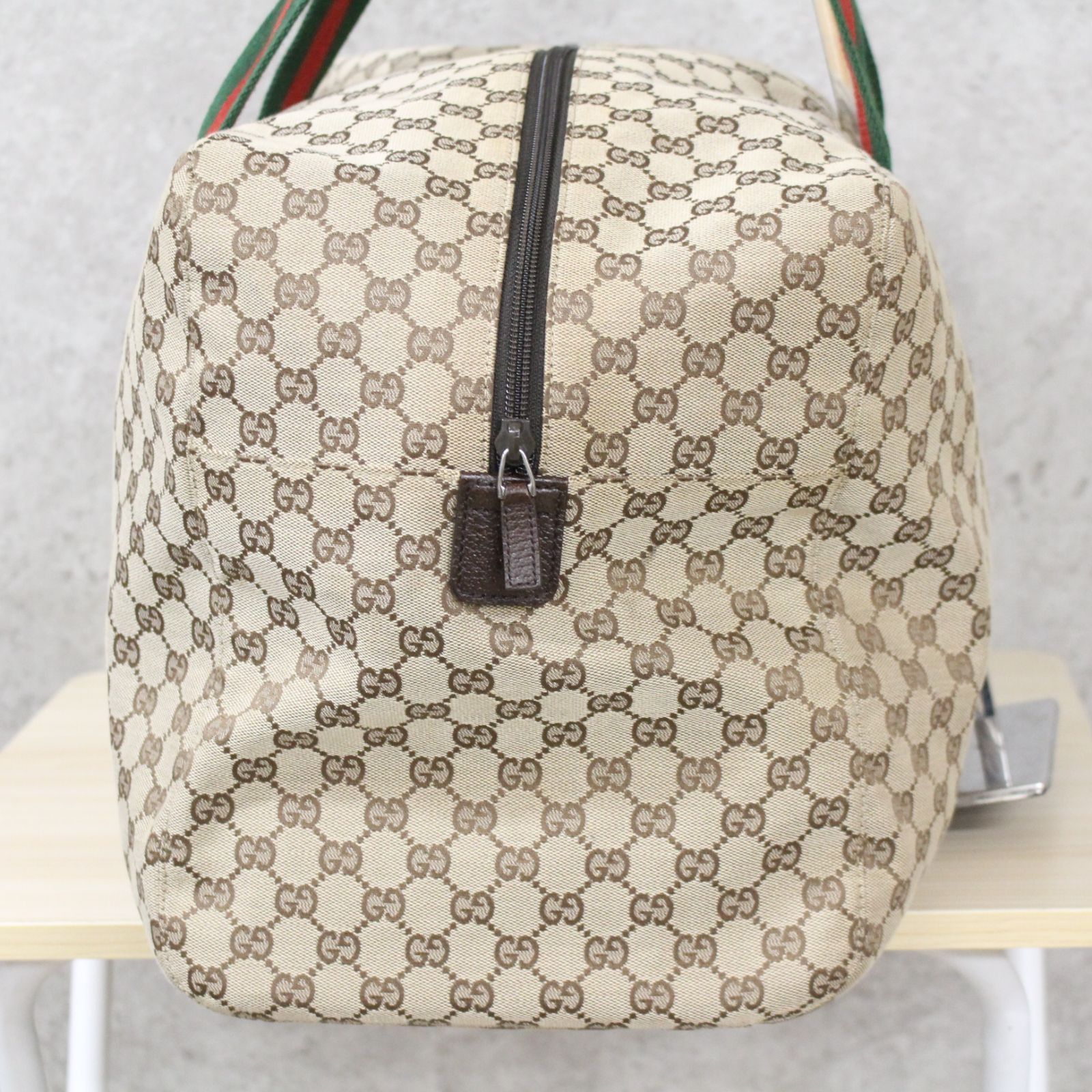 S139)GUCCI/グッチ GGキャンバス×シェリーライン ボストンバッグ 146310 ベージュ系 旅行バッグ - メルカリ