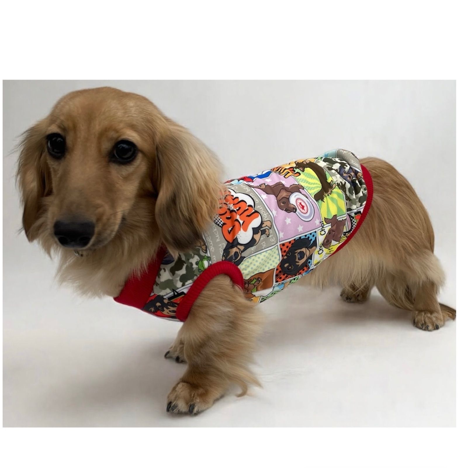 アメコミダックスタンク・ハンドメイド犬服 犬の洋服 オーダーメイド ダックスフント ミニチュアダックス