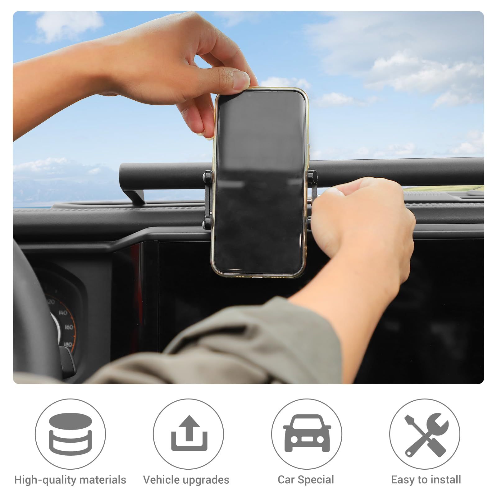 JeCar メタルダッシュマウント電話ホルダー 以降 Jeep Wrangler JL JLU - Gladiator JT インテリア