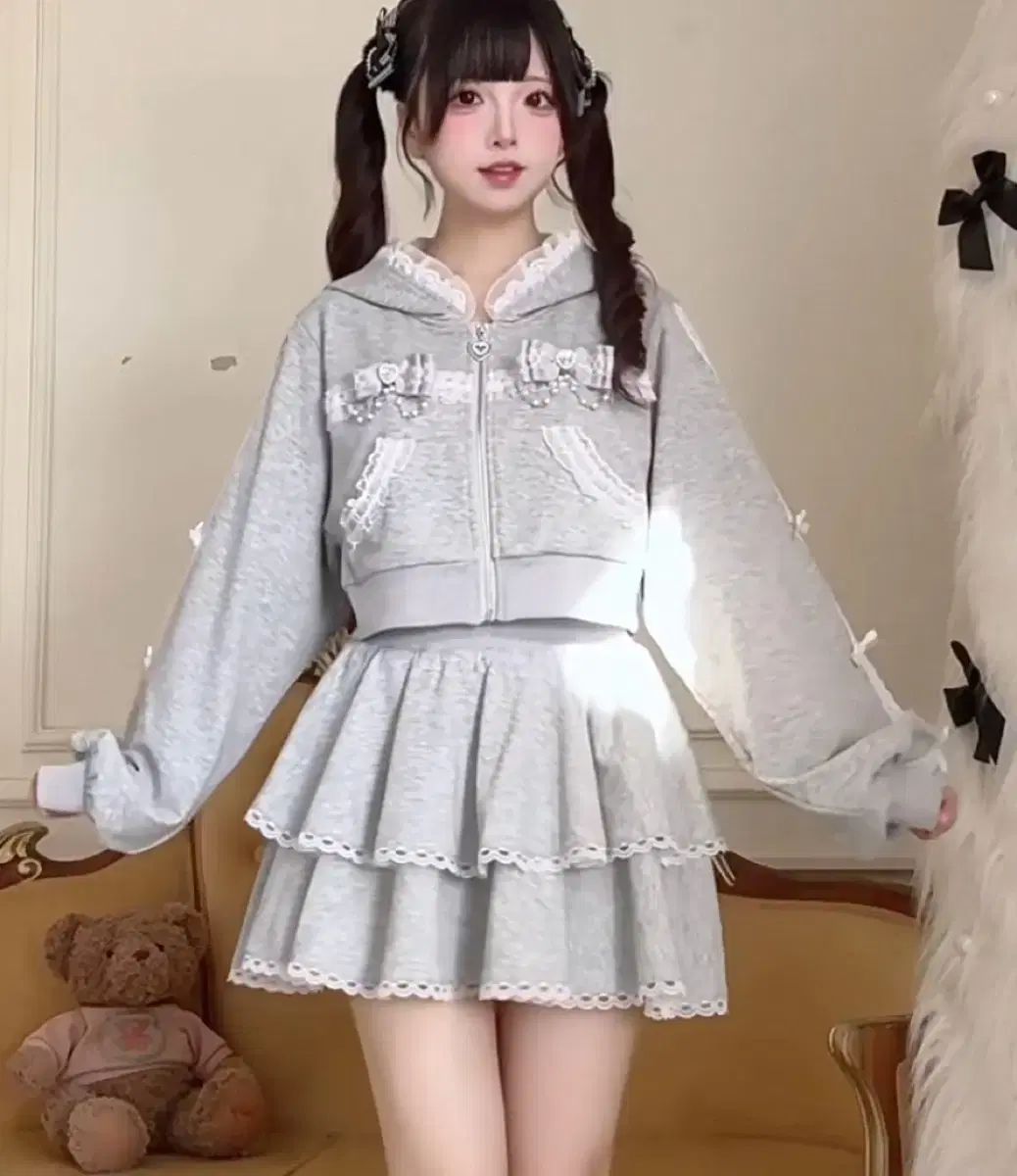 ノーゲンキ nogenki トレーナー セットアップ グレー トップス スカート 量産型 地雷系