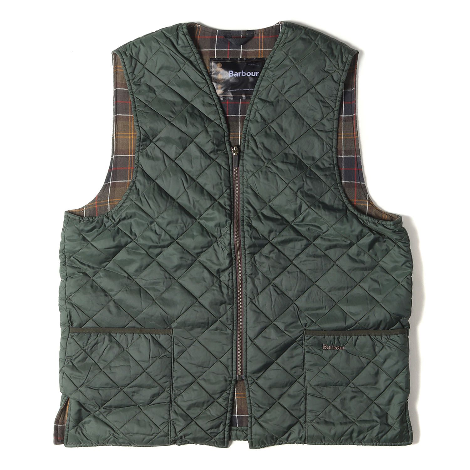 BARBOUR バブアー ベスト サイズ:46(XXXL) 裏地チェック キルティング ライナー ベスト A855 QUILTED WAISTCOAT / ZIP IN LINER グリーン トップス カジュアル シンプル アウトドア ブランド