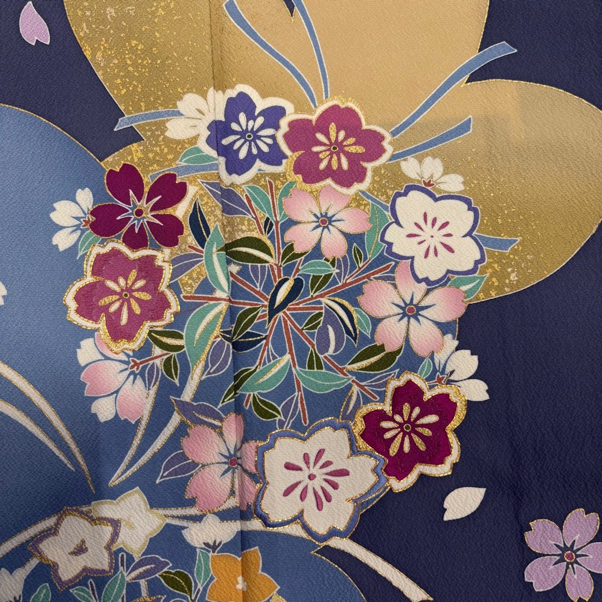 高級 振袖 青色 花柄 身丈172.5cm 裄丈67cm M 牡丹松竹梅金彩 振袖 身丈168.5cm 裄丈66.5cm M 袷 落款 桜 桔梗 金糸 金彩 青