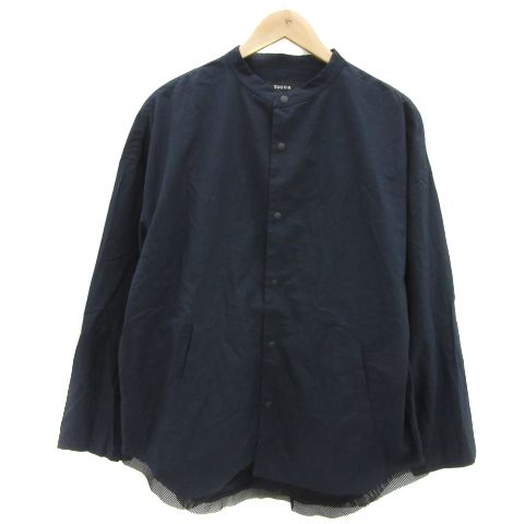 ズッカ zucca カジュアルシャツ 長袖 バンドカラー 無地 麻