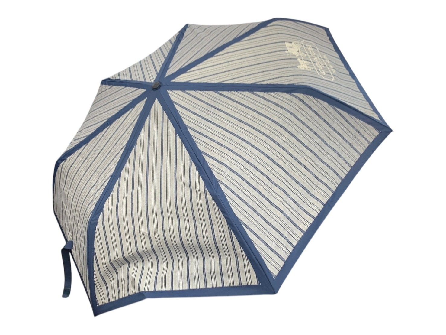 COACH (コーチ) 傘 ストライプ ロゴデザイン レイングッズ 折り畳み傘 アンブレラ ブルー ネイビー/006