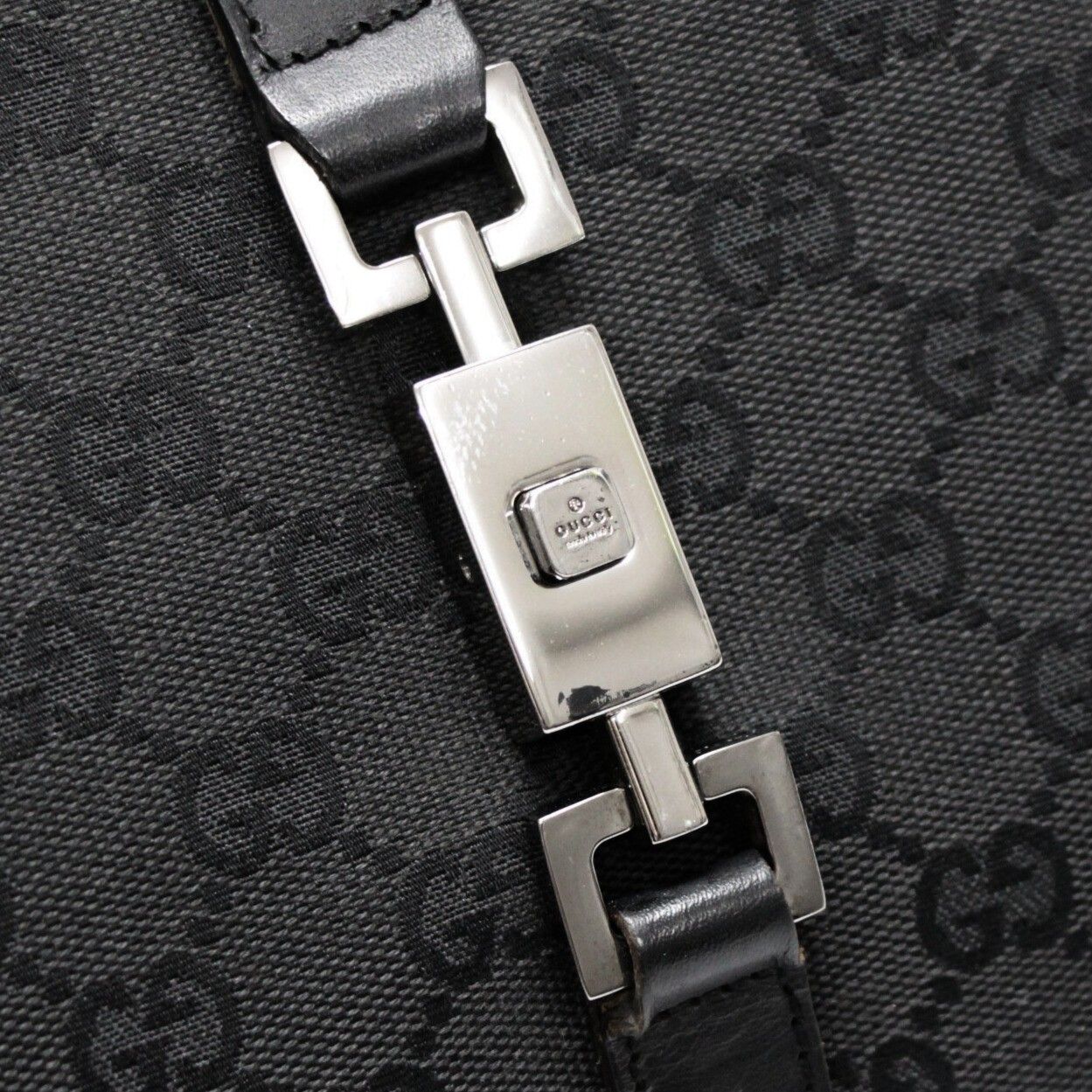 グッチ GUCCI ジャッキー ハンドバッグ GG柄 ミディアム 黒 キャンバス