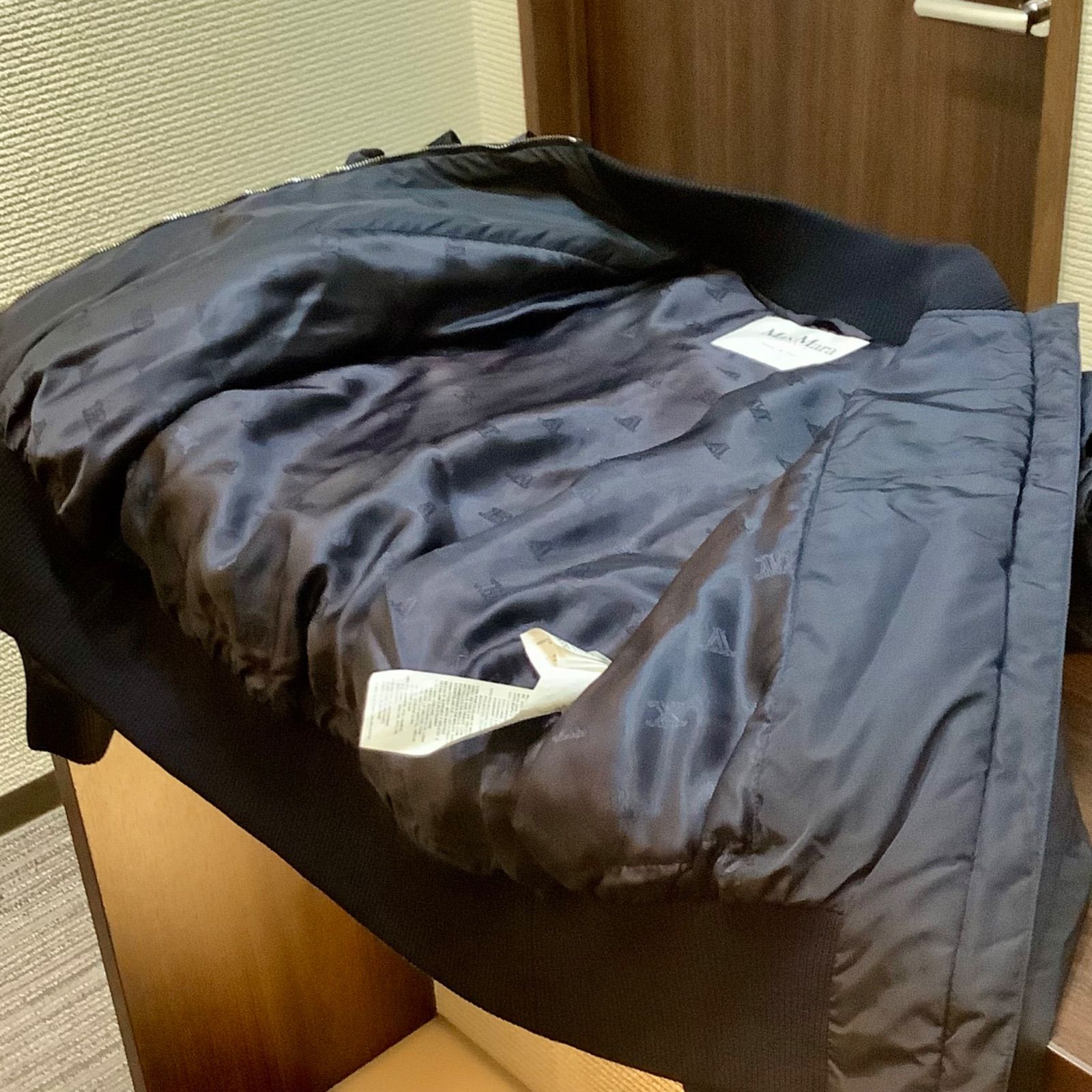 20AW マックスマーラ MaxMara フリル ボンバージャケット ネイビー 