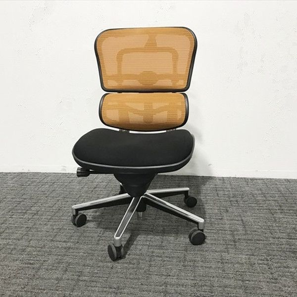 エルゴヒューマン ハイ ベーシック ハンガー付 ランバーサポート付 オフィスチェア 肘無 オレンジ