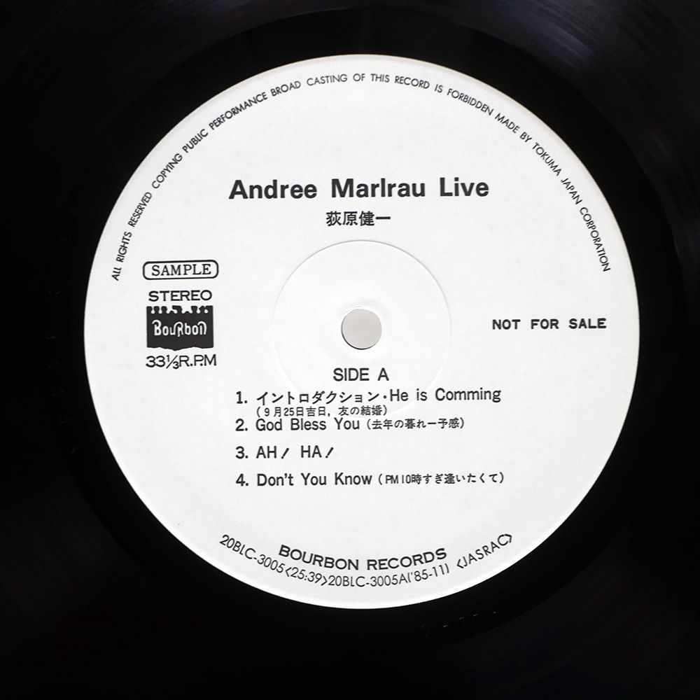 帯付き プロモ 国内盤 萩原健一/ANDREE MARLRAU LIVE/BOURBON