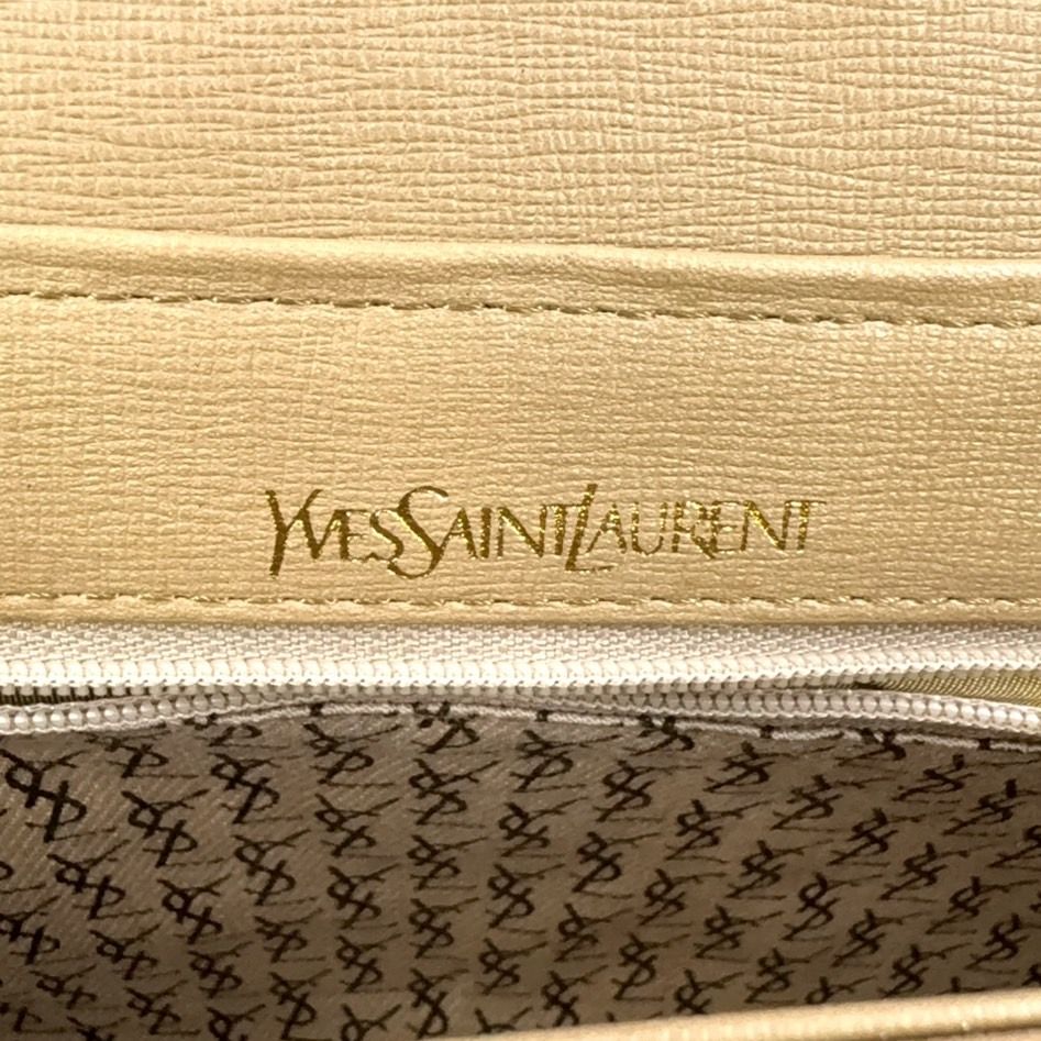 【美品】YVES SAINT LAURENT クラッチバッグ ベージュ PVC YVES SAINT LAURENT ジラフ レザー×PVC ブラウン×ベージュ