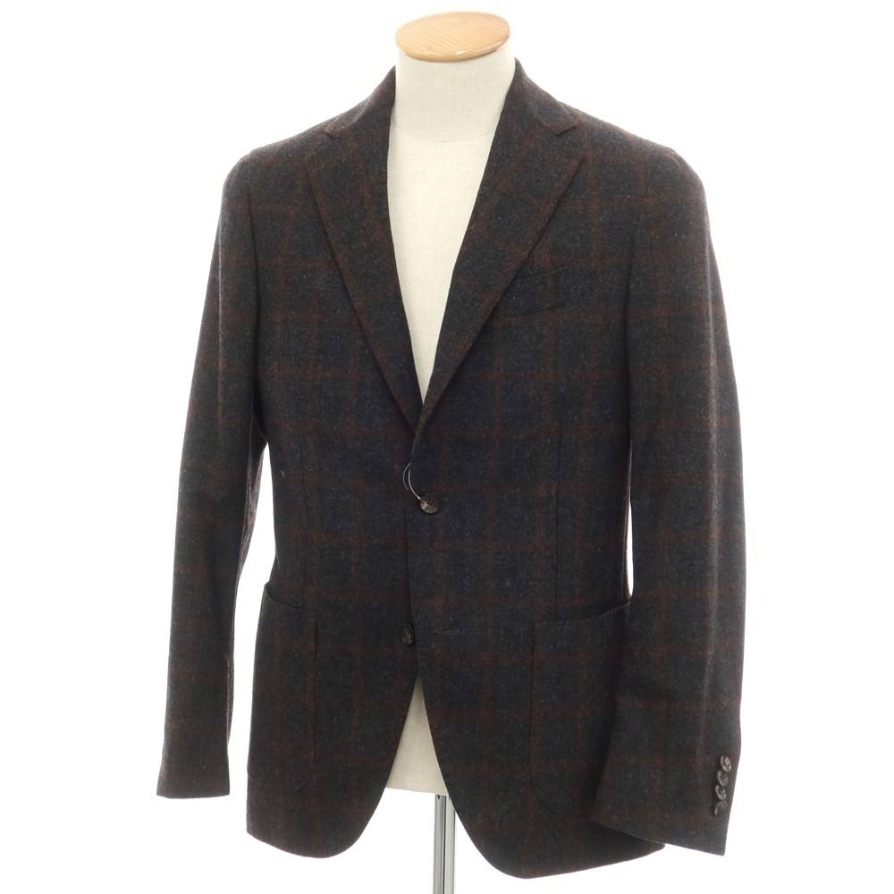 中古】ラルディーニ LARDINI ウール 3つボタン チェック テーラード 