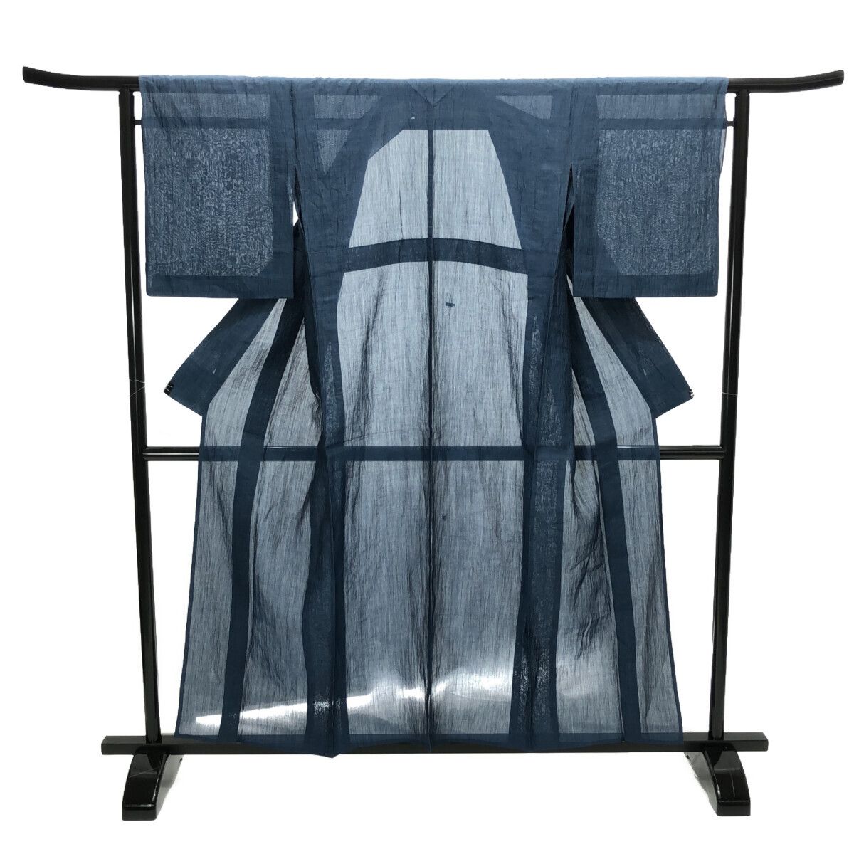 麻の着物/美品/紺/単衣/仕立上がり/適応身長153～160㎝/9581 - メルカリ 
