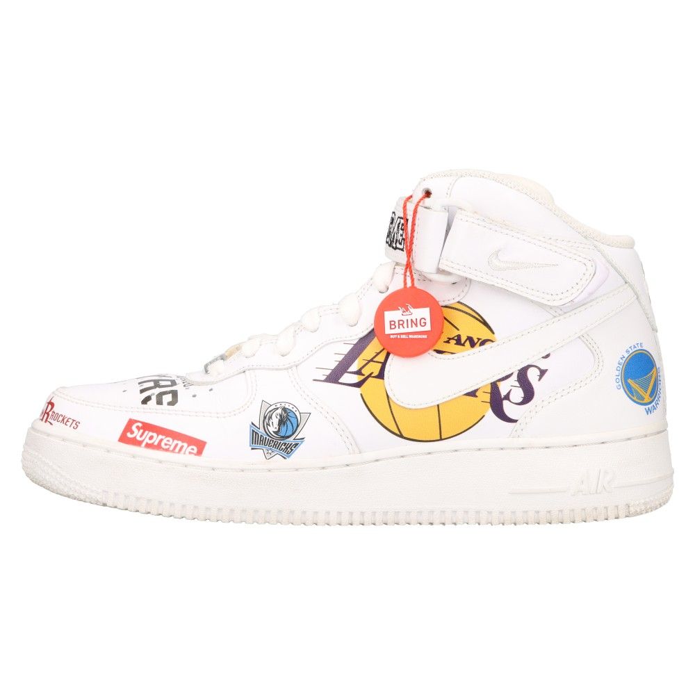 NIKE (ナイキ) ×SUPREME ×NBA AIR FORCE 1 MID NBA TEAM シュプリーム エヌビーエー エアフォース1 ハイカットスニーカー ホワイト US9/27cm AQ8017-100