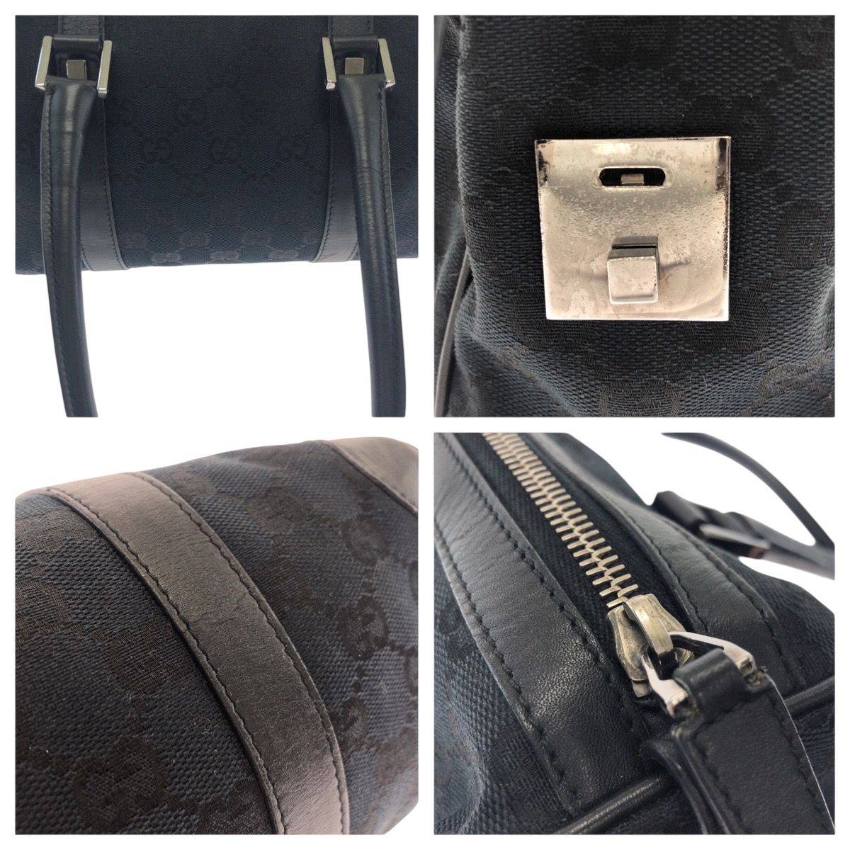 美品 GUCCI グッチ ブラック 黒 シルバー金具 GGキャンバス 000