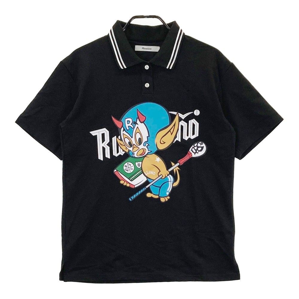 サイズ 2 RUSSELUNO ラッセルノ 半袖ポロシャツ プリント ルチャ ブラック系 240101434534 ゴルフウェア レディース ストスト