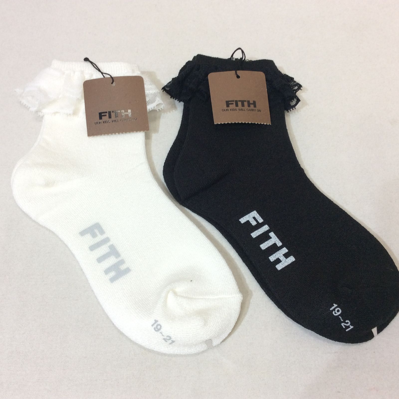 未使用☆FITH フィス キッズ レースショートソックス2足セット 19~21cm  