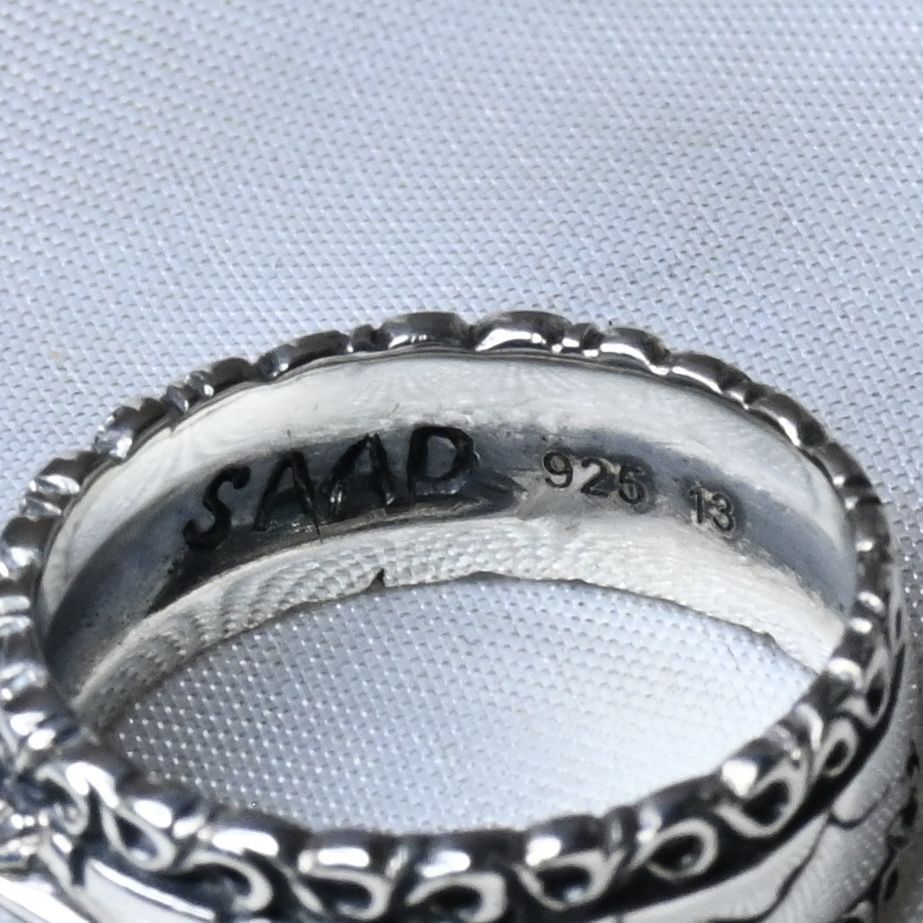 SAAD SILVER925 リング 14号 SAAD サード ポピー925SILVERリングk24GP約17 5〜18号の間