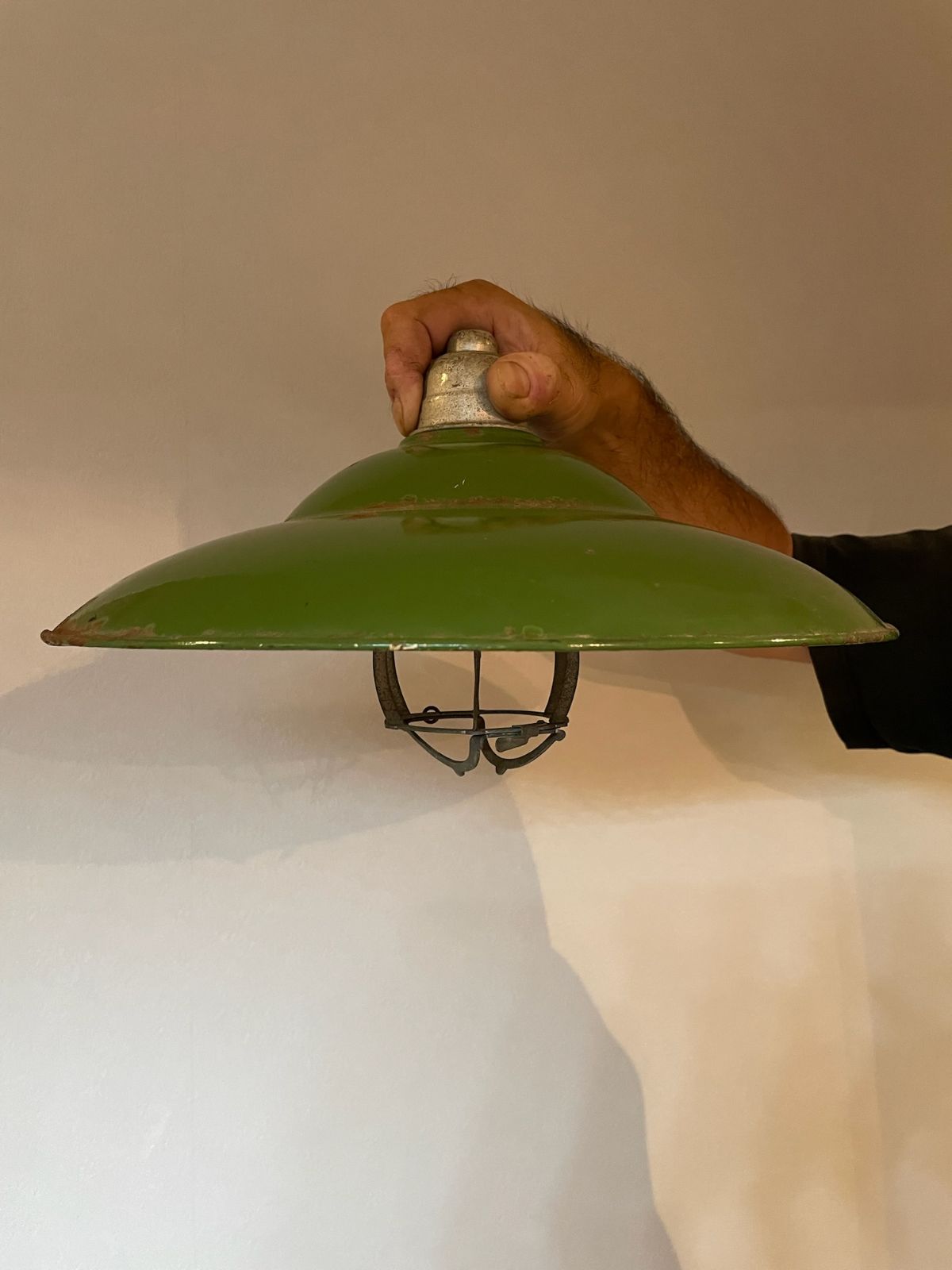 電気　シェード　グリーン　ビンテージ ヴィンテージ工業用ペンダントライトガラス緑色のクリスタルペンダント