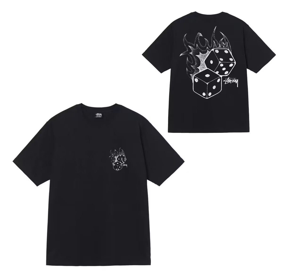 ステューシーSTUSSY ダイス ファイヤー サイコロ Tシャツ 半袖 ロゴＴ トップス Stussy Fire Dice Heavyweight T- shirt black White - メルカリ