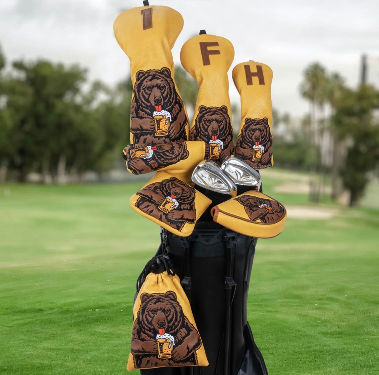 Craftsman ゴルフクラブヘッドカバー パター用 ヒグマパッチ刺繡