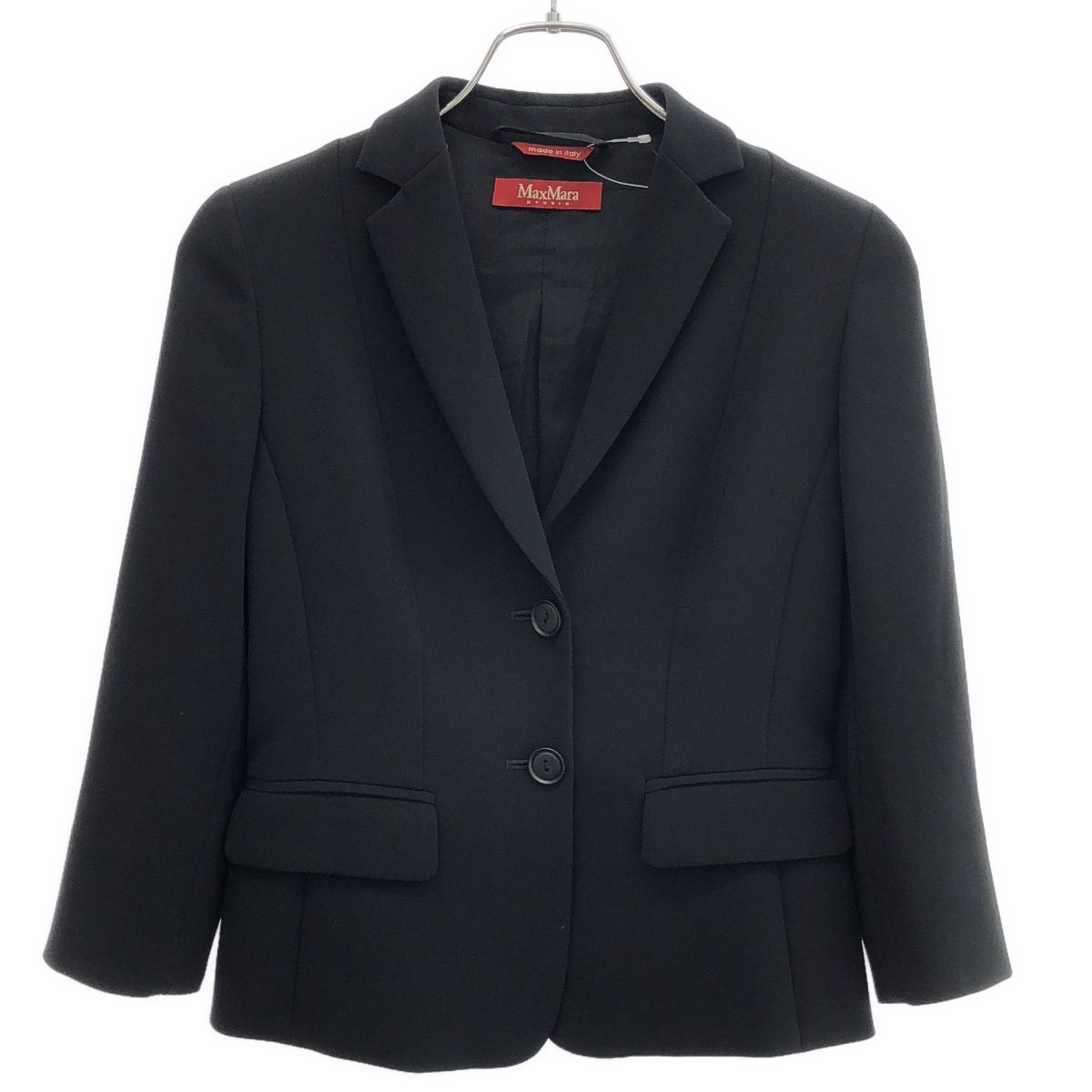 マックスマーラステュディオカシミヤ100％ベルテッドコート■34黒ブラック Max Mara Studio マックスマーラ ステュディオ 2Bテーラード
