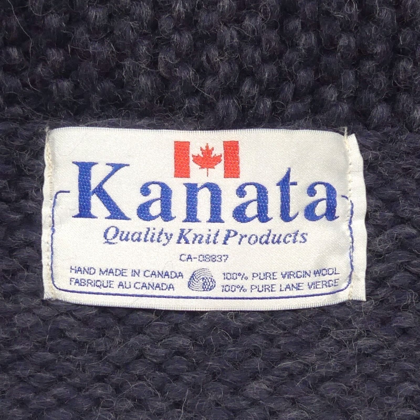 カウチン セーター kanata ハンドニット L カナダ製 カナタ 紺