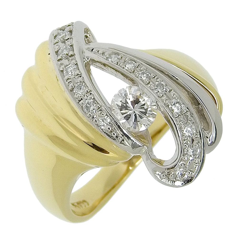 返品OK】合計0.48ct 天然ダイヤ 11号 K18YG Pt900 新品仕上げ