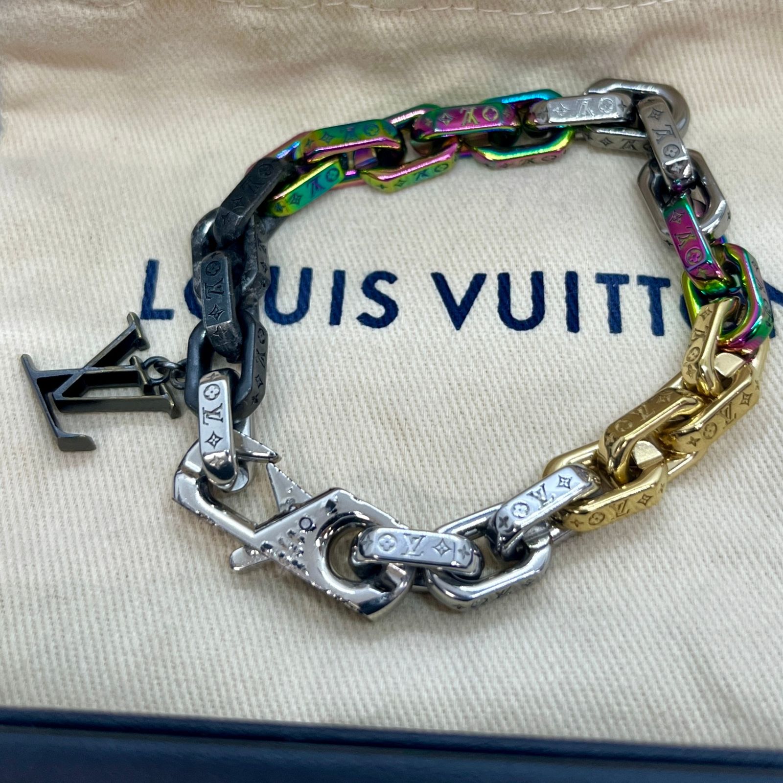 LOUIS VUITTON ルイヴィトン ブラスレ LV パラダイス チェーン モノグラム M0070M LE3232 ブレスレット 約19cm -  メルカリ