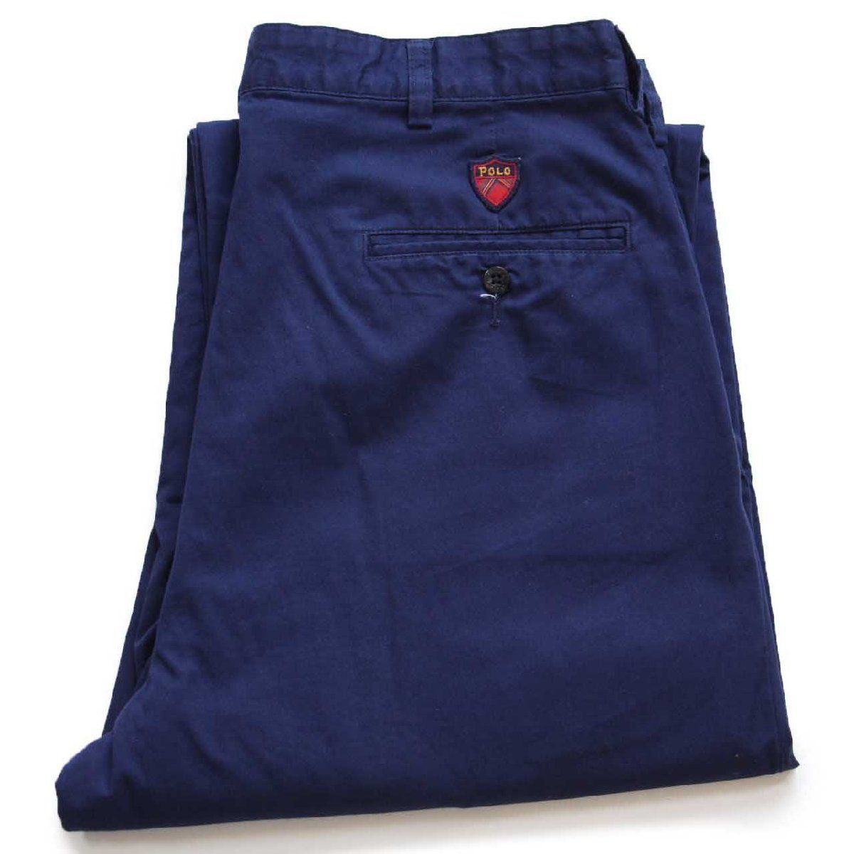 90s POLO GOLF ラルフローレン CLASSIC GOLF PANT ツータック コットンパンツ 紺 W35 クラシック ゴルフ チノパン スラックス