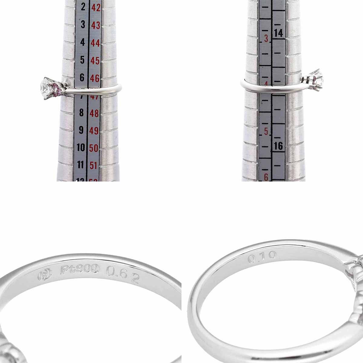【超美品】TASAKI/VS1ダイヤモンド1.015CT（3石）PT900リング TASAKI タサキ ダイヤモンド(0.62ct G-VVS1-3VG)ピンク