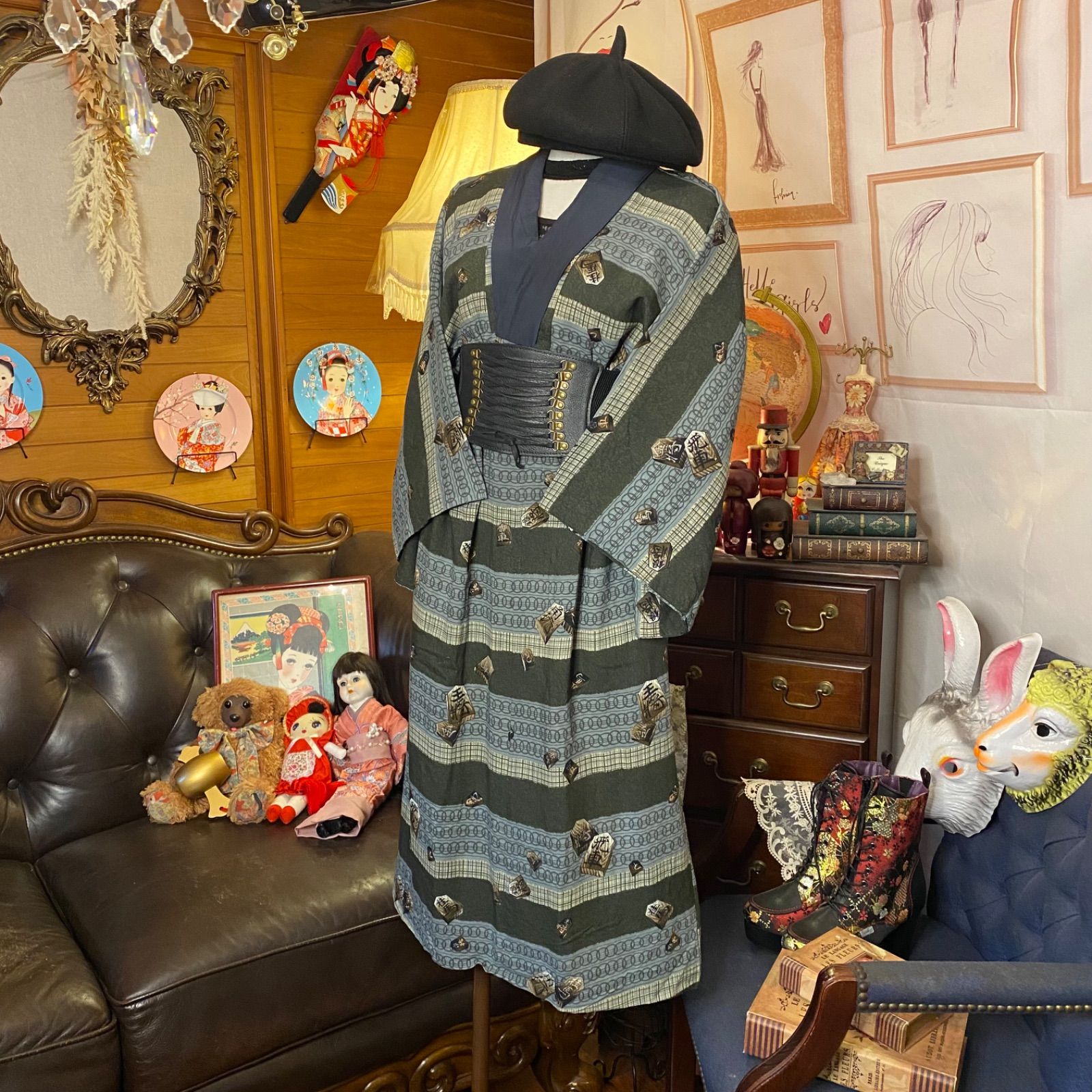 着物リメイク✨S✨上品で落ち着いた感じのワンピース♥♥ 99675f67082bb09576c7a256853397