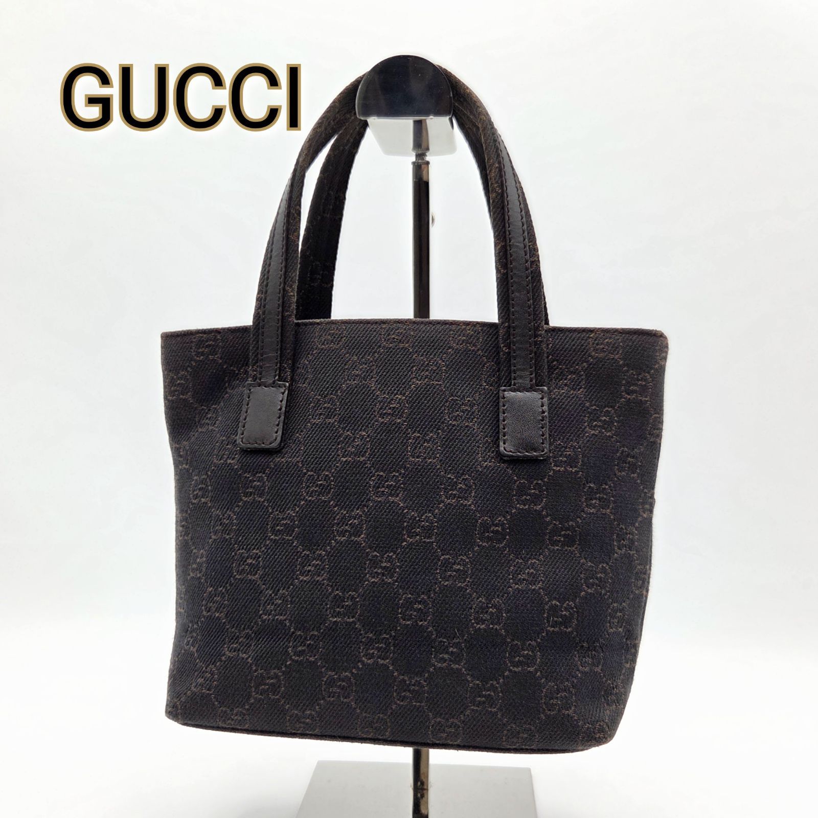 美品】GUCCI グッチ GGキャンバス ミニハンドバック ブラック