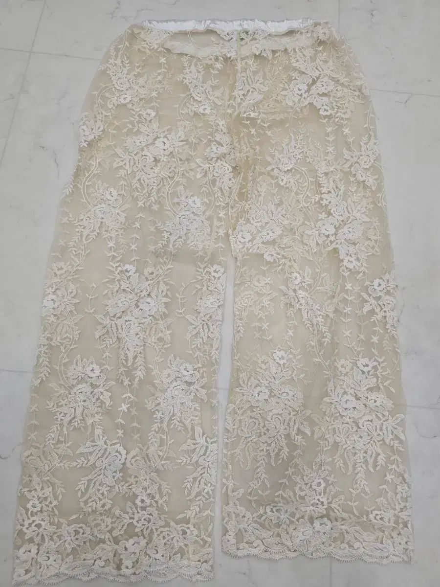 コサベラ アイボリー フラワー レース シースルー パンツ L サイズ