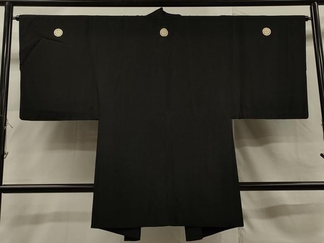 平和屋着物＃男性 黒紋付 正絹 逸品 CAAR9125id