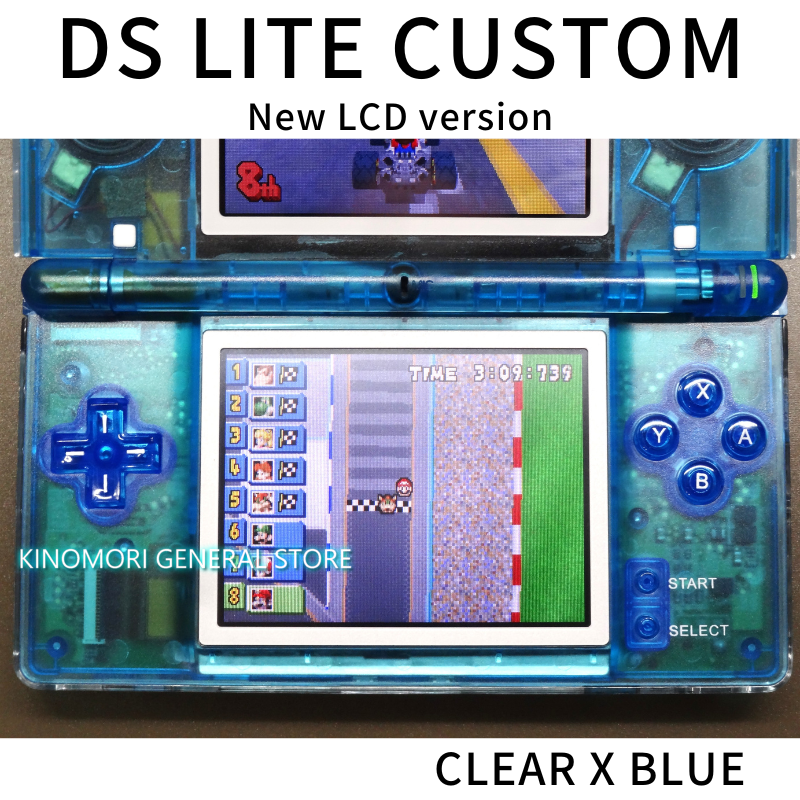 DS LITE CUSTOM CLEAR X BLUE NEW LCD Ver